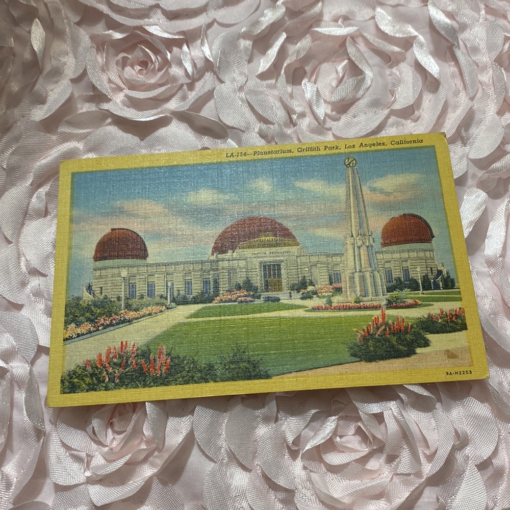 Vintage Griffith Park Planetarium Postcard - Yellow Border, Blue Sky! - Picture 2 of 4